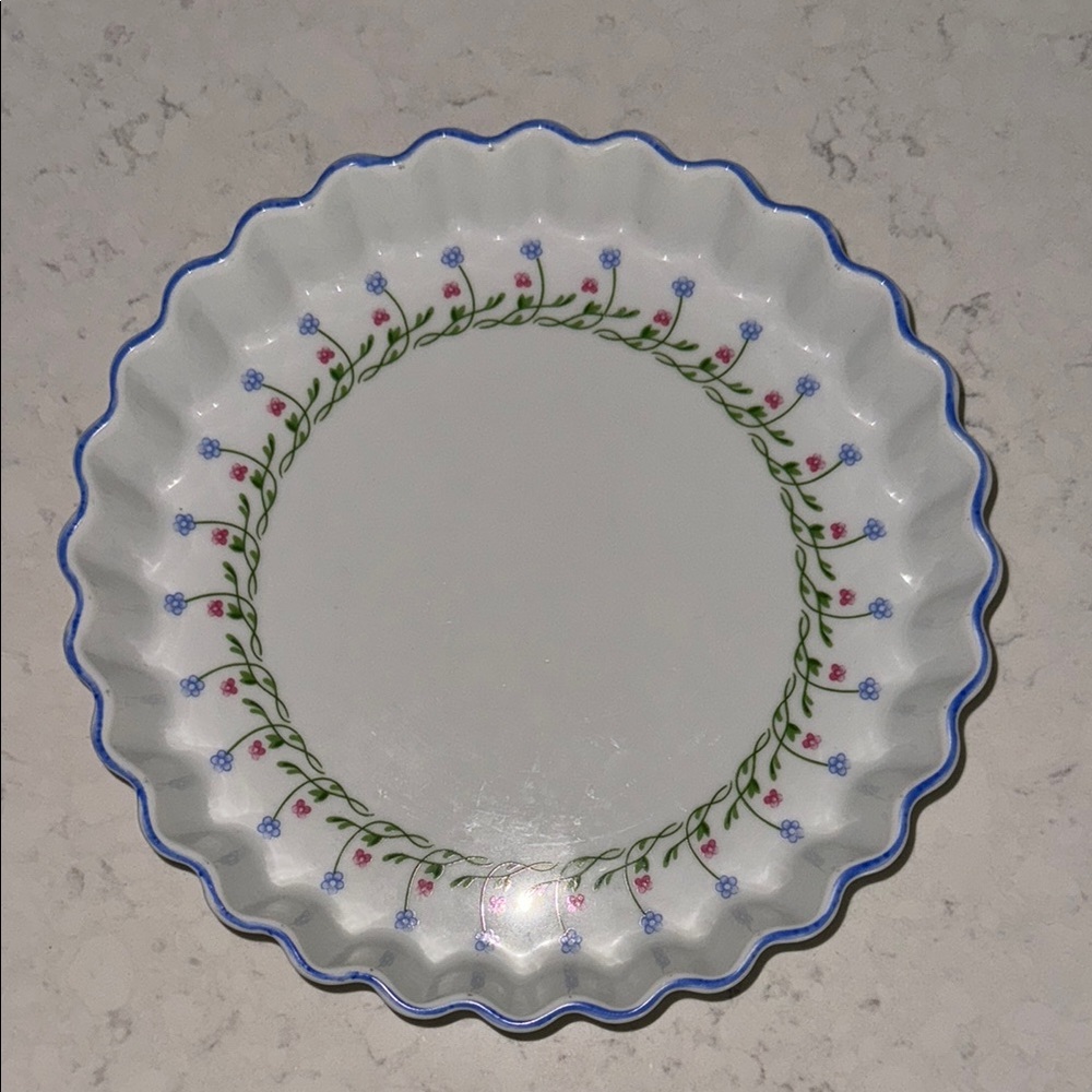 Vintage Mikasa Ultra Ceram Bali Hai UP003 Round Quiche/Tart Dish Japan